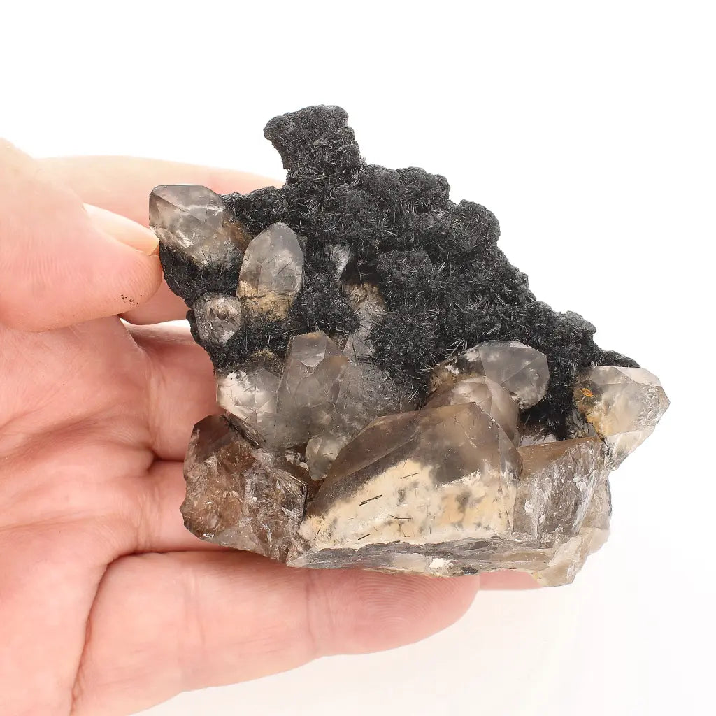 Smoky Quartz with Black Tourmaline from Namibia