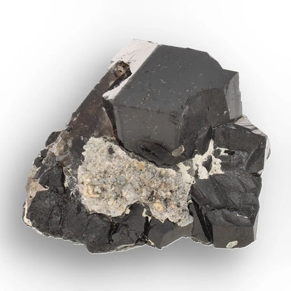 Black Tourmaline with Smoky Quartz & Hyalite Opal from Namibia