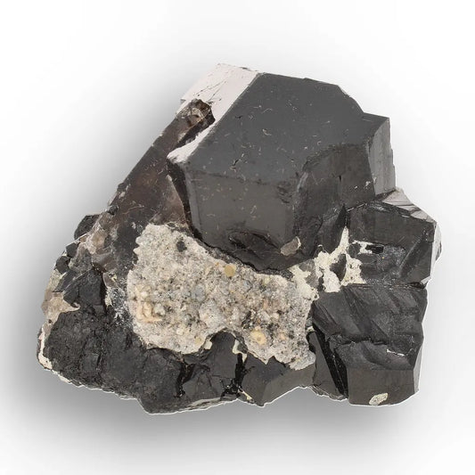Black Tourmaline with Smoky Quartz & Hyalite Opal from Namibia