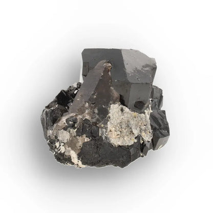 Black Tourmaline with Smoky Quartz & Hyalite Opal from Namibia
