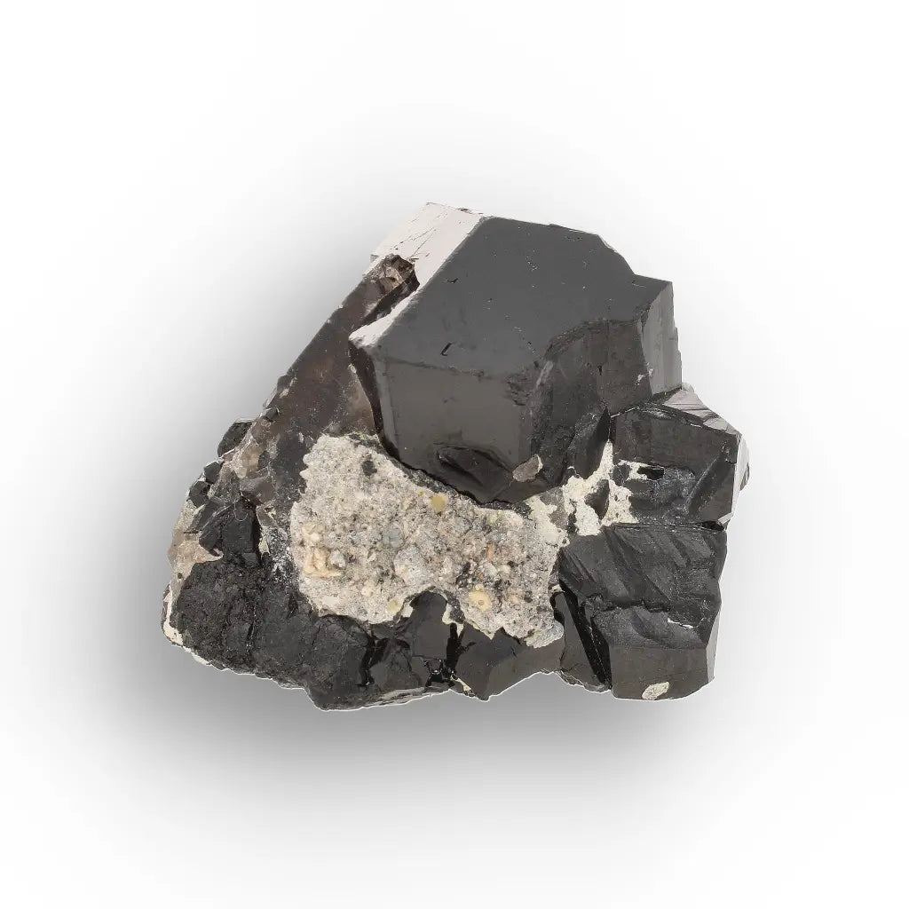 Black Tourmaline with Smoky Quartz & Hyalite Opal from Namibia