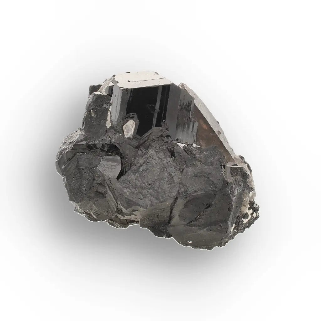 Black Tourmaline with Smoky Quartz & Hyalite Opal from Namibia