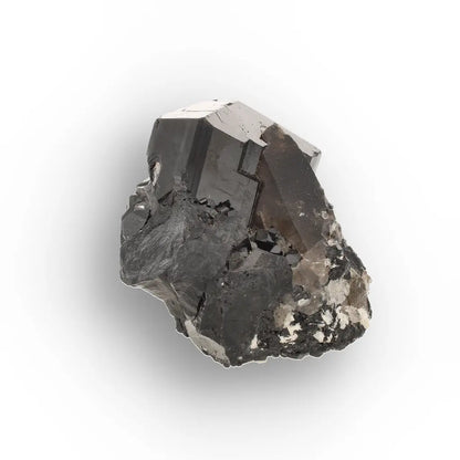 Black Tourmaline with Smoky Quartz & Hyalite Opal from Namibia