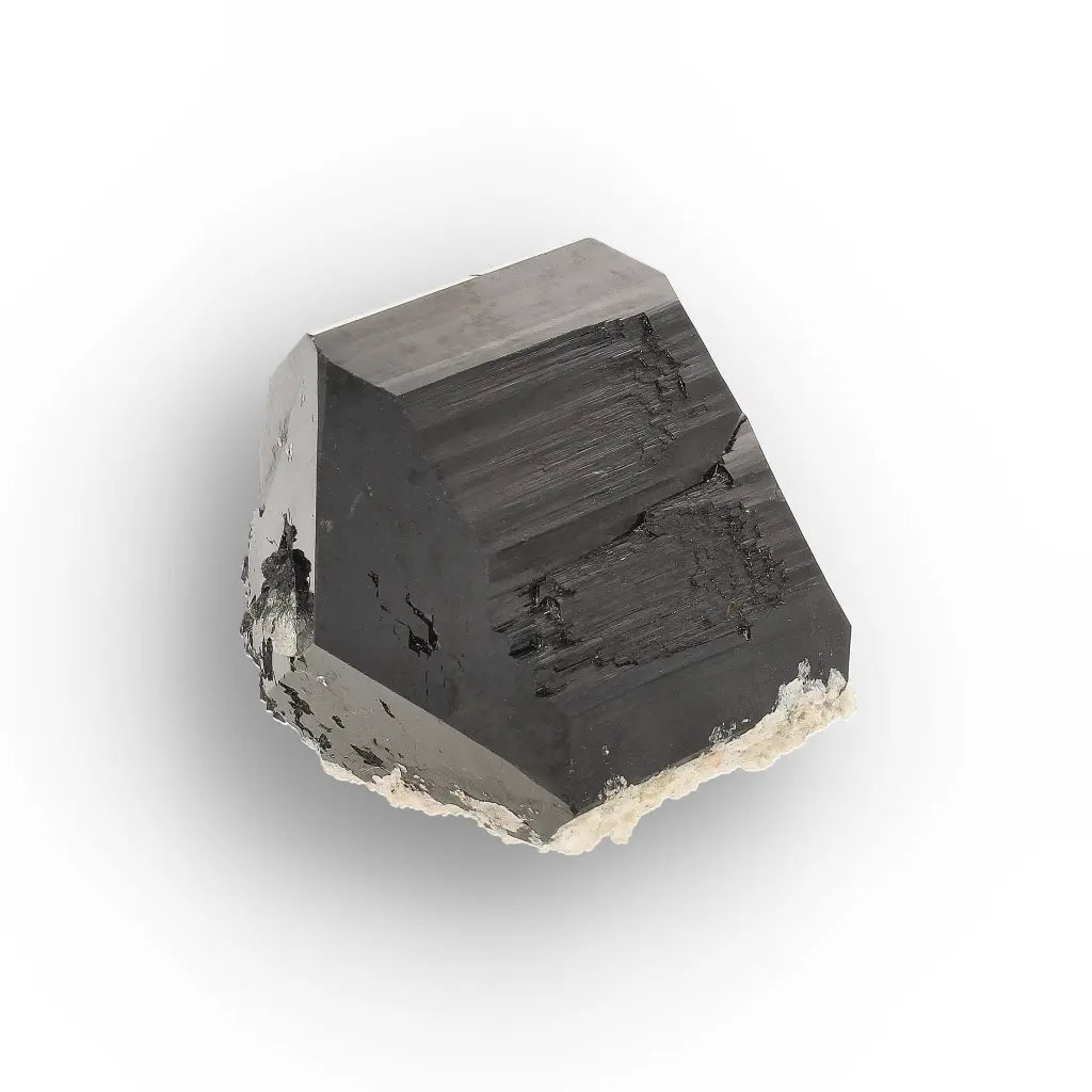 Double-Terminated Black Tourmaline with Goshenite & Hyalite Opal from Namibia