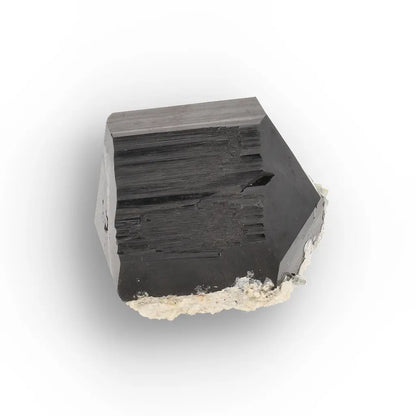 Double-Terminated Black Tourmaline with Goshenite & Hyalite Opal from Namibia
