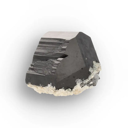 Double-Terminated Black Tourmaline with Goshenite & Hyalite Opal from Namibia