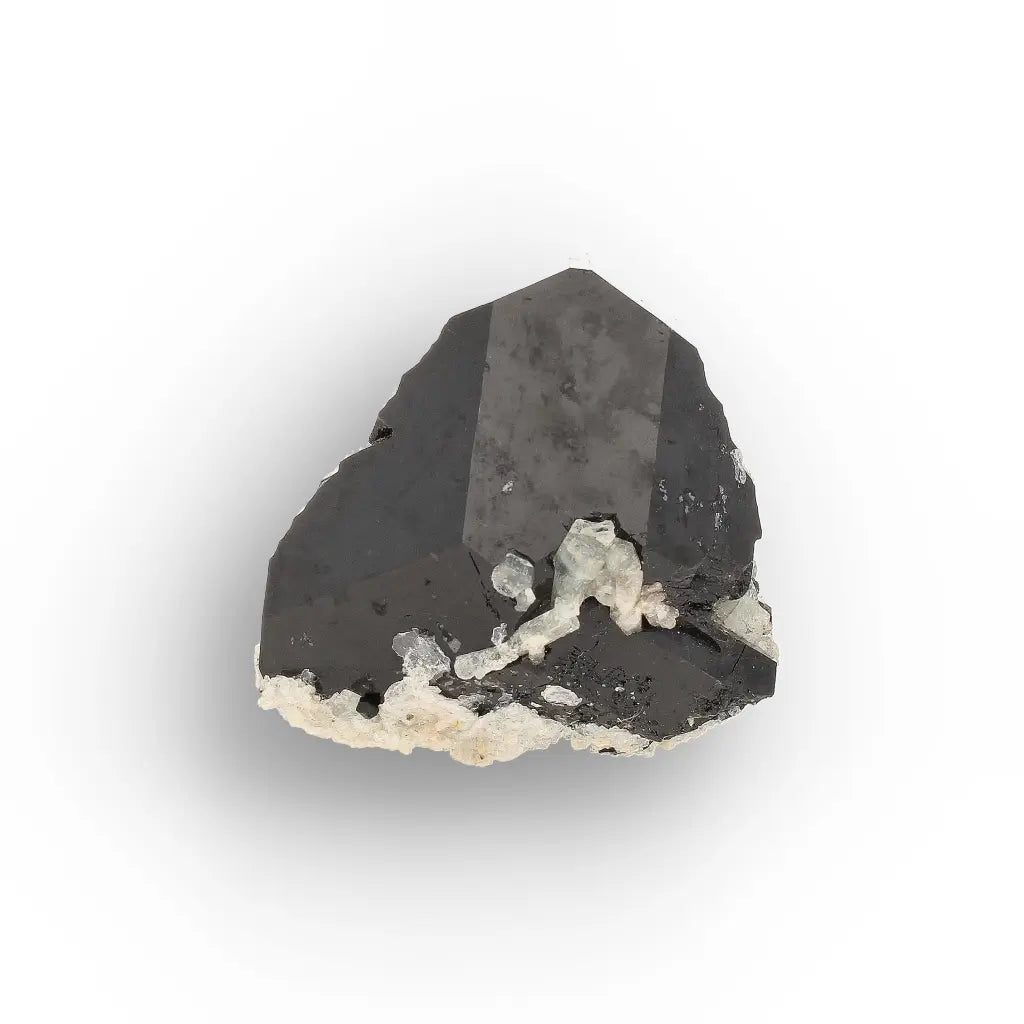 Double-Terminated Black Tourmaline with Goshenite & Hyalite Opal from Namibia