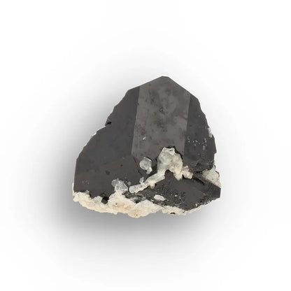 Double-Terminated Black Tourmaline with Goshenite & Hyalite Opal from Namibia