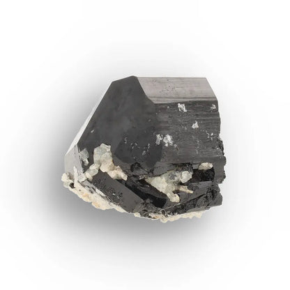 Double-Terminated Black Tourmaline with Goshenite & Hyalite Opal from Namibia
