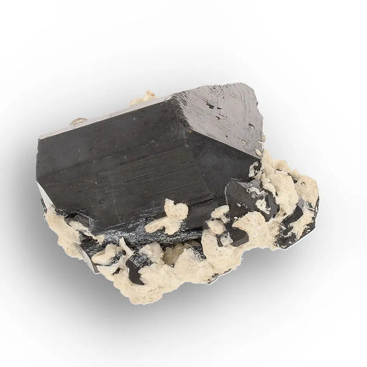 Double-Terminated Black Tourmaline on Feldspar from Namibia