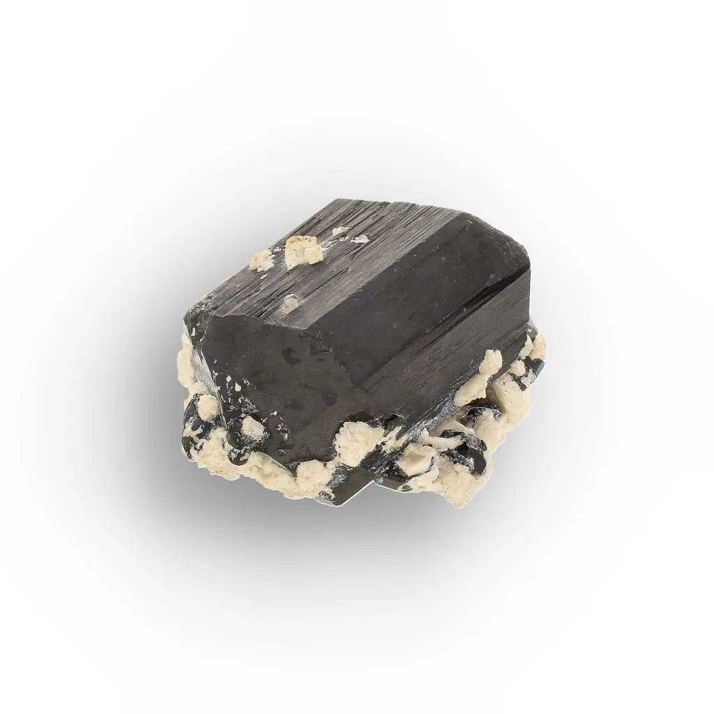Double-Terminated Black Tourmaline on Feldspar from Namibia