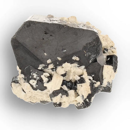 Double-Terminated Black Tourmaline on Feldspar from Namibia
