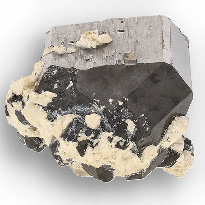 Double-Terminated Black Tourmaline on Feldspar from Namibia