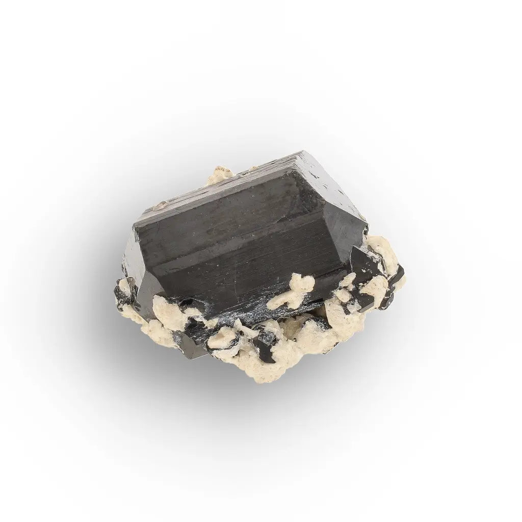 Double-Terminated Black Tourmaline on Feldspar from Namibia