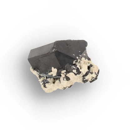 Double-Terminated Black Tourmaline on Feldspar from Namibia