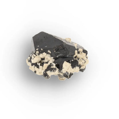 Double-Terminated Black Tourmaline on Feldspar from Namibia