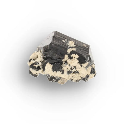 Double-Terminated Black Tourmaline on Feldspar from Namibia