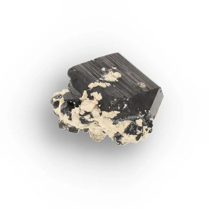 Double-Terminated Black Tourmaline on Feldspar from Namibia
