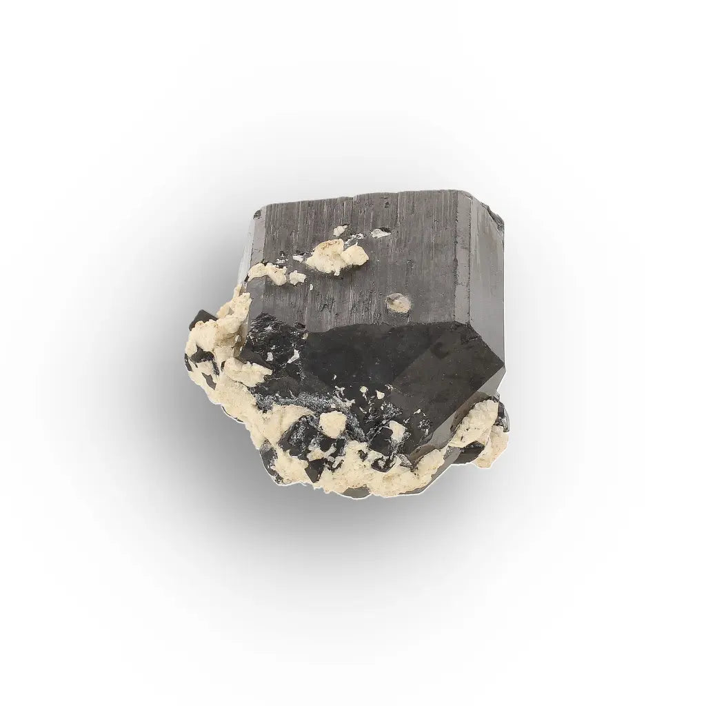 Double-Terminated Black Tourmaline on Feldspar from Namibia