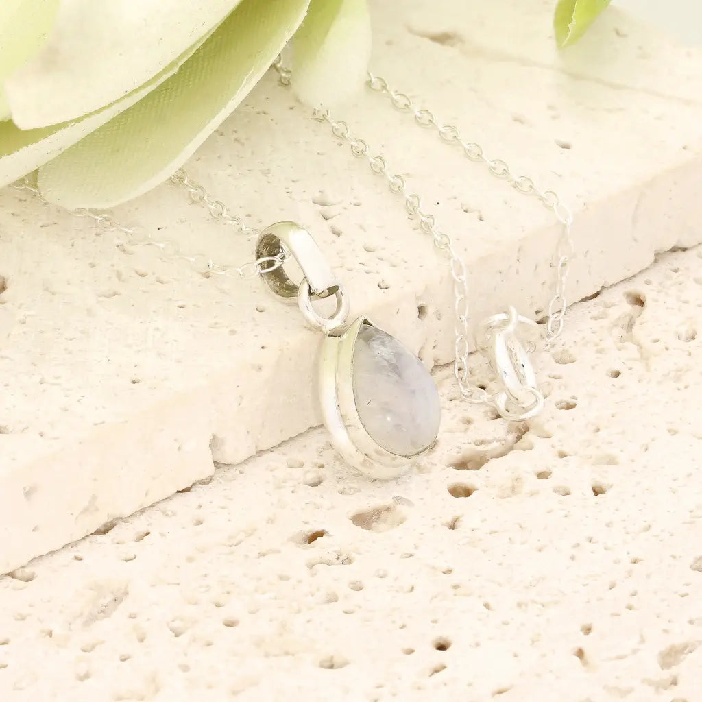 Get your Celestial Whisper Rainbow Moonstone Necklace in Sterling Silver online now or in store at Forever Gems in Franschhoek, South Africa