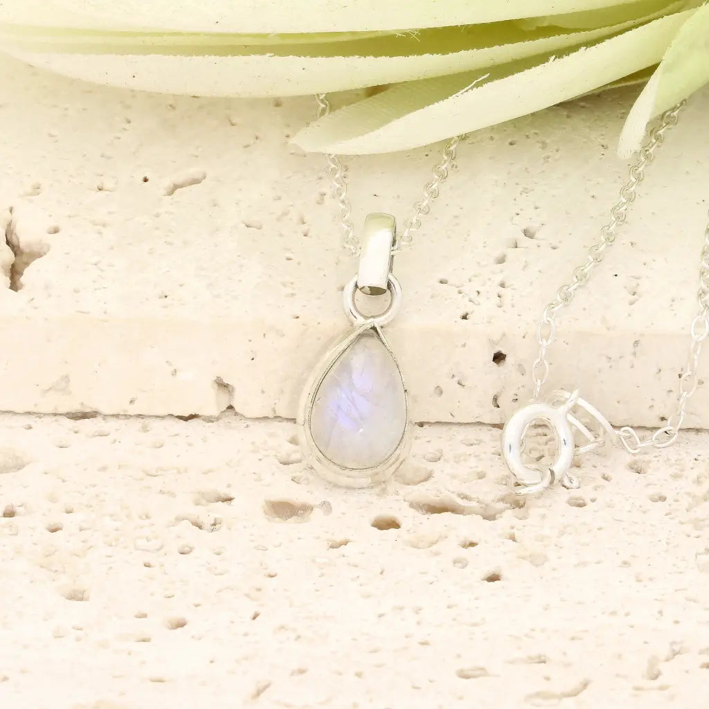 Get your Celestial Whisper Rainbow Moonstone Necklace in Sterling Silver online now or in store at Forever Gems in Franschhoek, South Africa