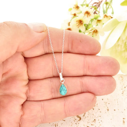 Get your Sterling Silver Turquoise Howlite Teardrop Necklace online now or in store at Forever Gems in Franschhoek, South Africa