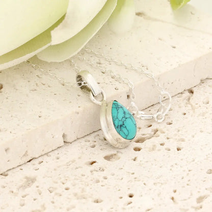 Get your Sterling Silver Turquoise Howlite Teardrop Necklace online now or in store at Forever Gems in Franschhoek, South Africa