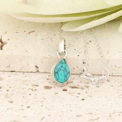 Get your Sterling Silver Turquoise Howlite Teardrop Necklace online now or in store at Forever Gems in Franschhoek, South Africa