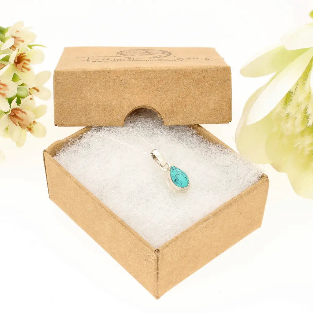 Get your Sterling Silver Turquoise Howlite Teardrop Necklace online now or in store at Forever Gems in Franschhoek, South Africa