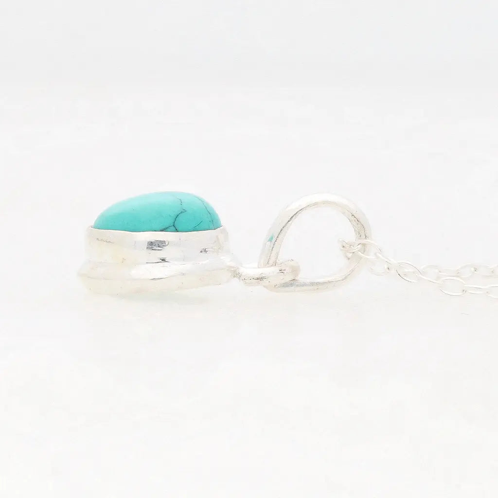 Turquoise Blue Dyed Howlite Sterling Silver Round Necklace