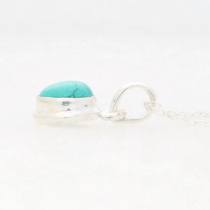 Turquoise Blue Dyed Howlite Sterling Silver Round Necklace