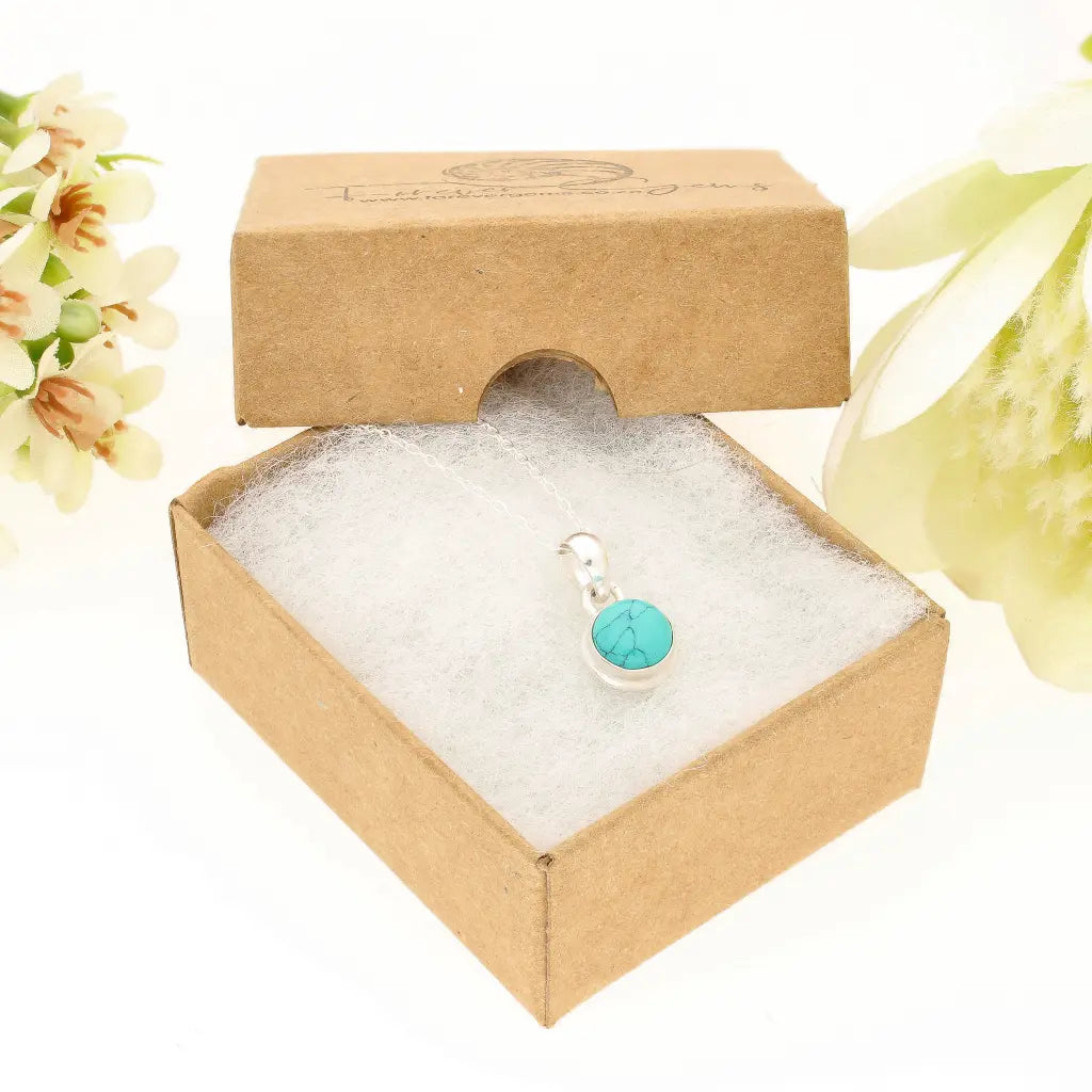 Turquoise Blue Dyed Howlite Sterling Silver Round Necklace