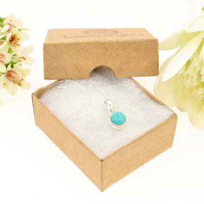 Turquoise Blue Dyed Howlite Sterling Silver Round Necklace
