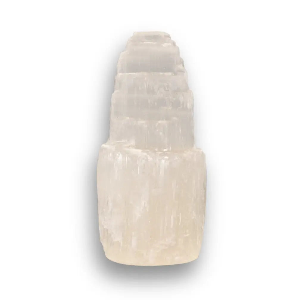 Get your Satin Spar Tower – 10cm Peaceful Energy Pillar online now or in store at Forever Gems in Franschhoek, South Africa