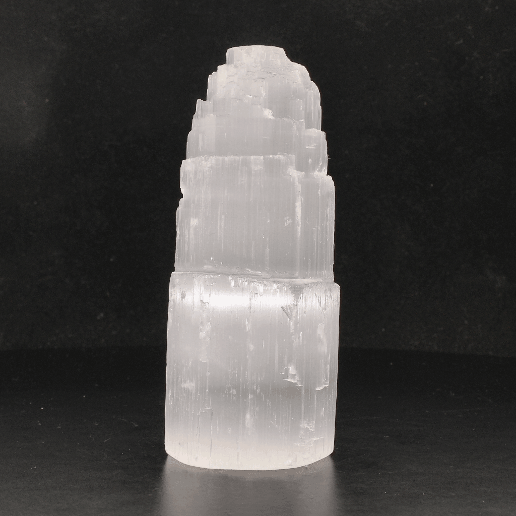 Get your Satin Spar Tower – 10cm Peaceful Energy Pillar online now or in store at Forever Gems in Franschhoek, South Africa