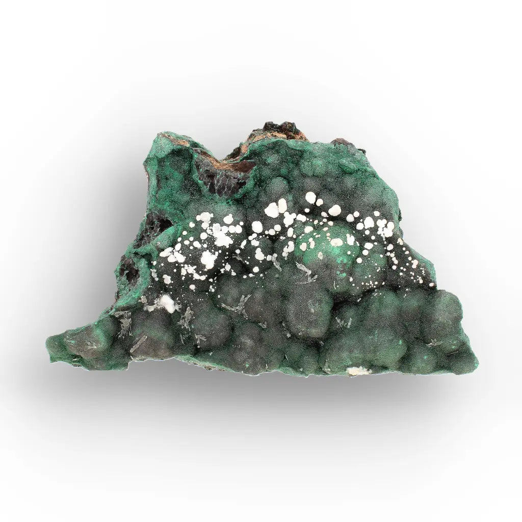 Aragonite on Botryoidal Malachite from the Katanga Copperbelt, DRC