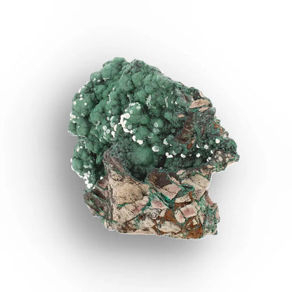 Aragonite on Botryoidal Malachite from the Katanga Copperbelt, DRC