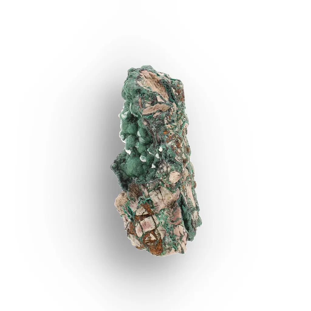 Aragonite on Botryoidal Malachite from the Katanga Copperbelt, DRC