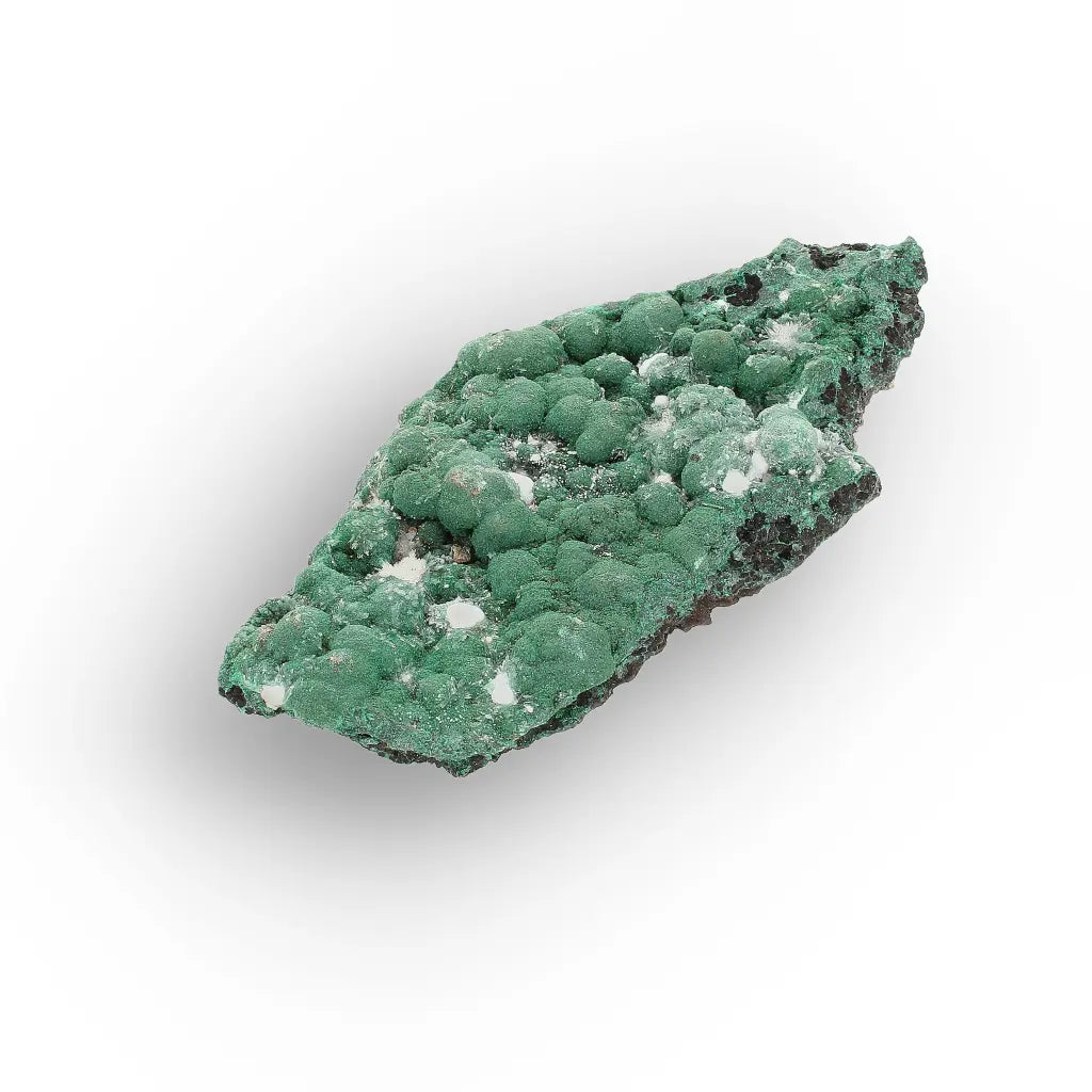 Aragonite on Botryoidal Malachite from the Katanga Copperbelt, DRC