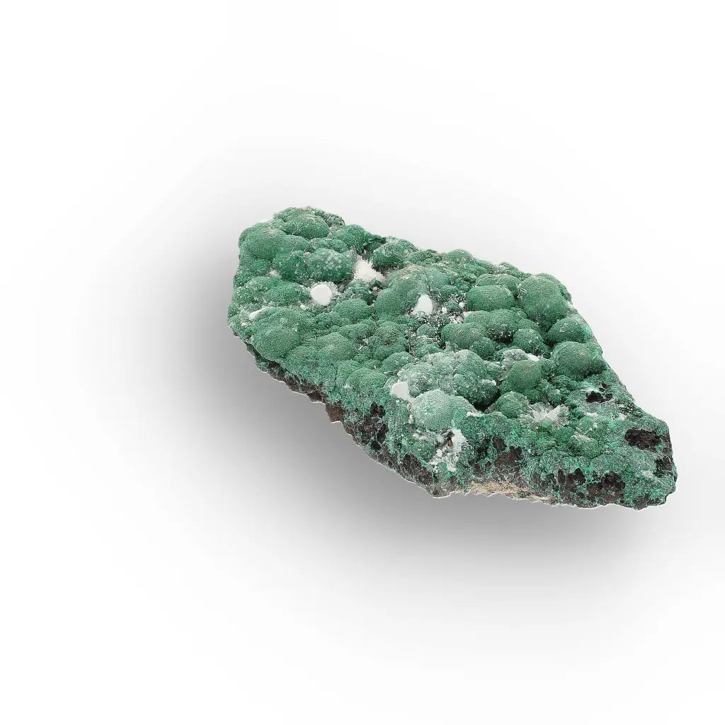 Aragonite on Botryoidal Malachite from the Katanga Copperbelt, DRC