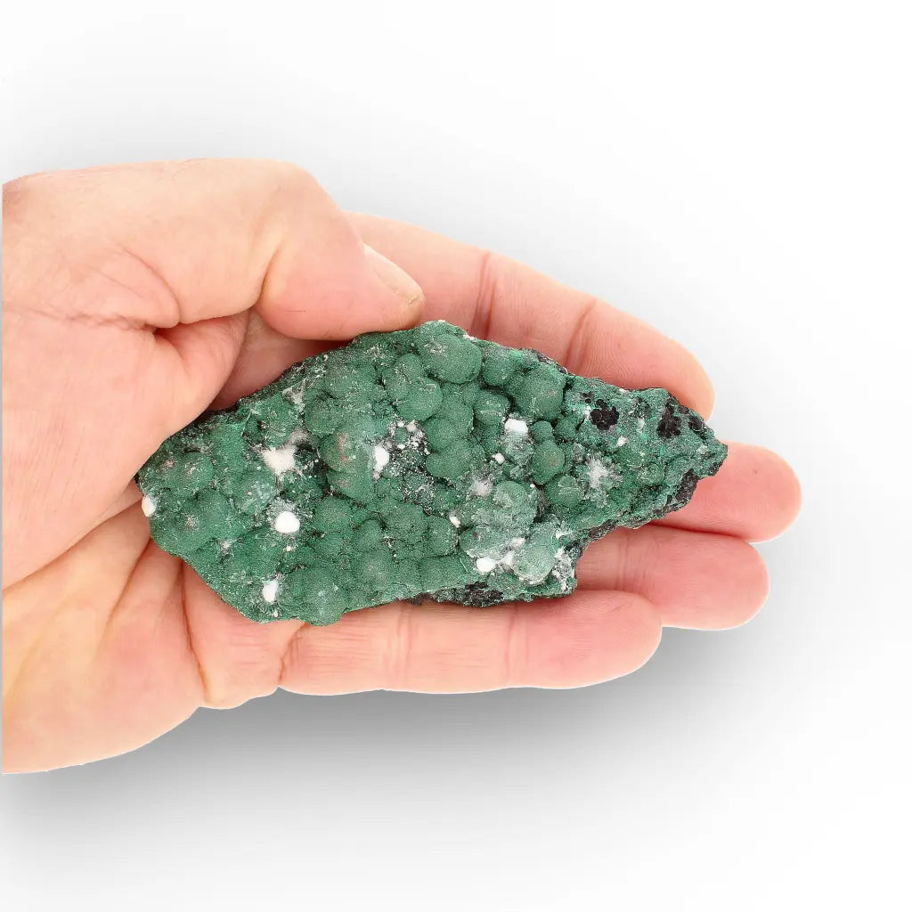 Aragonite on Botryoidal Malachite from the Katanga Copperbelt, DRC