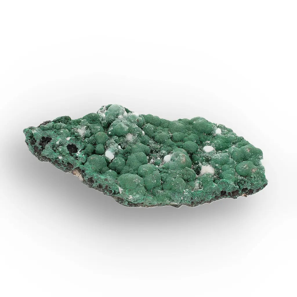 Aragonite on Botryoidal Malachite from the Katanga Copperbelt, DRC
