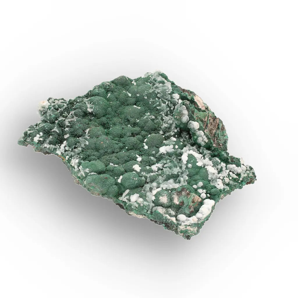 Aragonite on Botryoidal Malachite from the Katanga Copperbelt, DRC