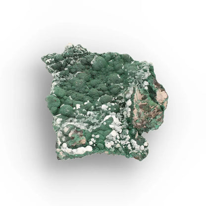 Aragonite on Botryoidal Malachite from the Katanga Copperbelt, DRC