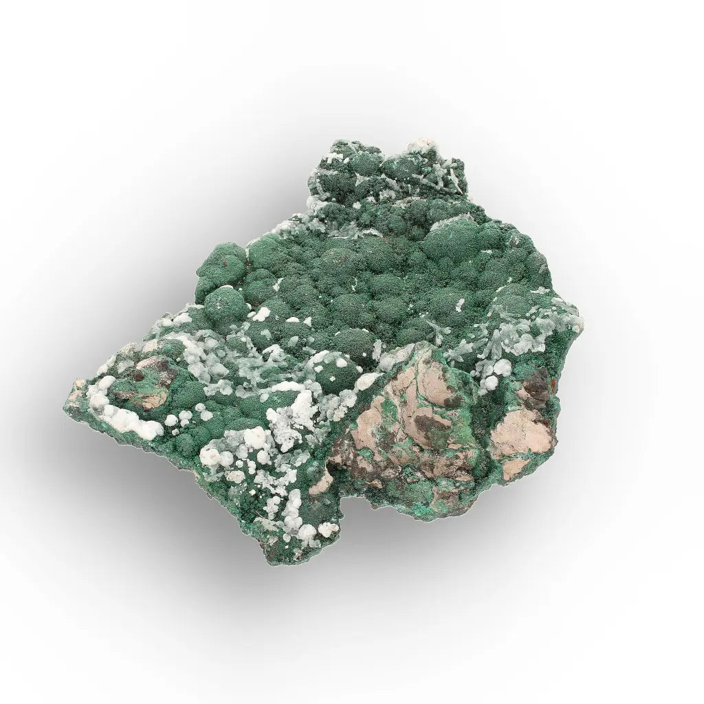 Aragonite on Botryoidal Malachite from the Katanga Copperbelt, DRC