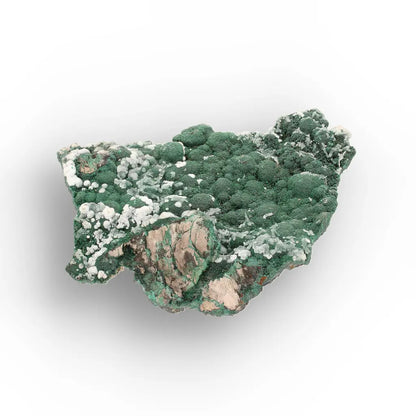 Aragonite on Botryoidal Malachite from the Katanga Copperbelt, DRC