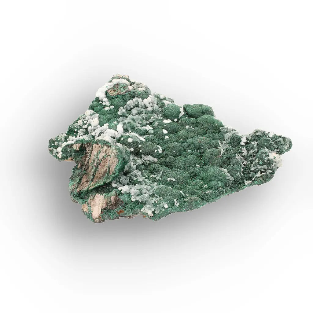 Aragonite on Botryoidal Malachite from the Katanga Copperbelt, DRC