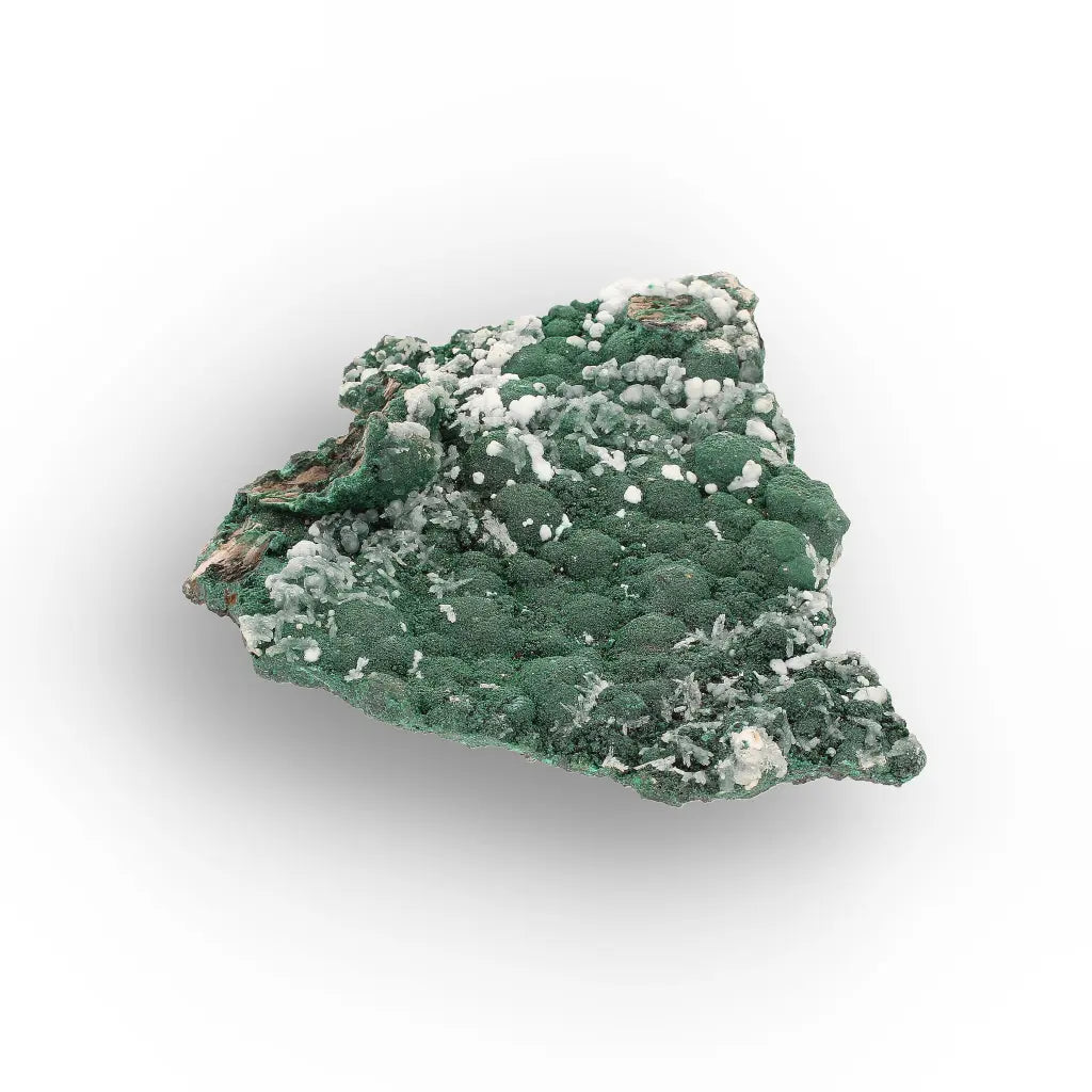 Aragonite on Botryoidal Malachite from the Katanga Copperbelt, DRC