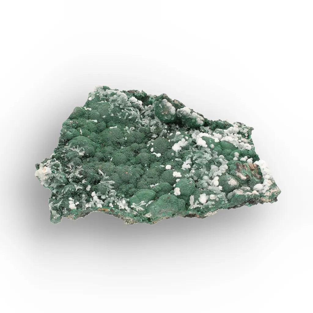 Aragonite on Botryoidal Malachite from the Katanga Copperbelt, DRC
