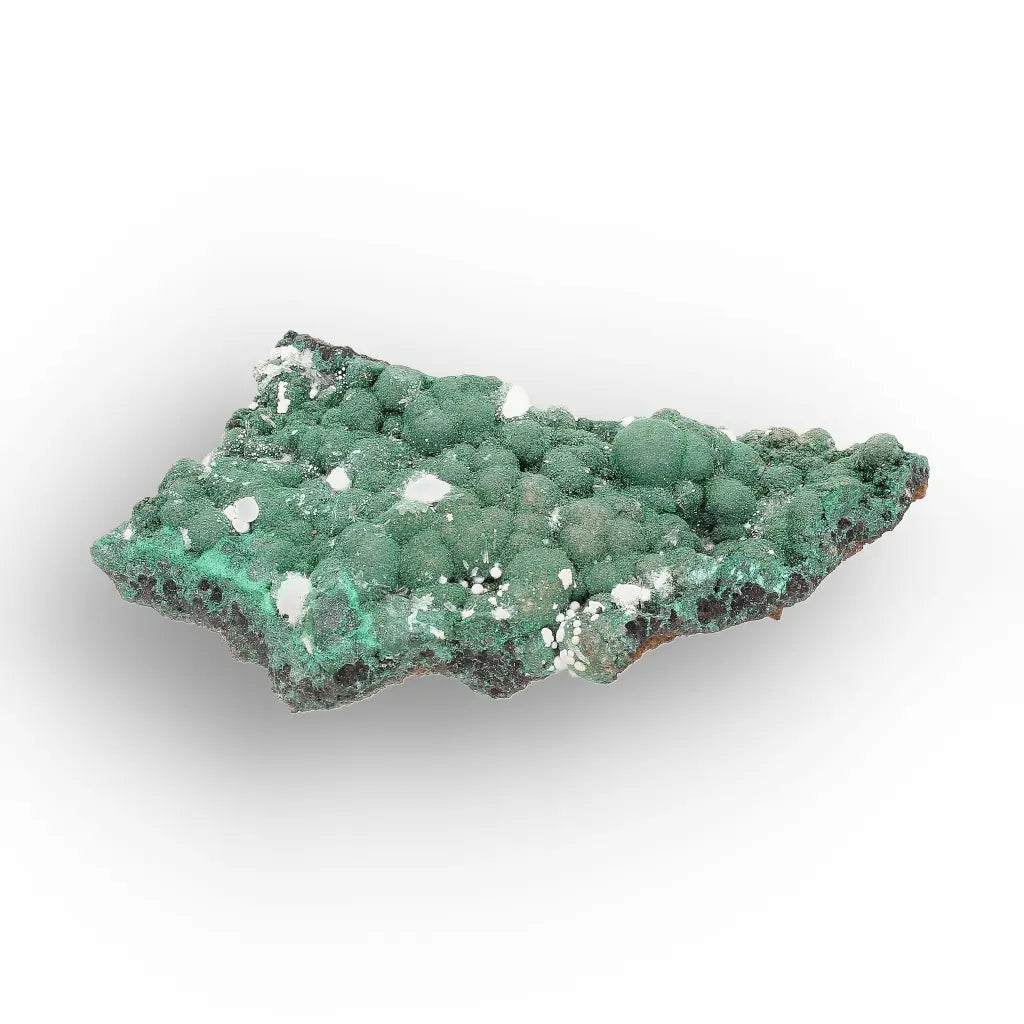 Aragonite on Botryoidal Malachite from the Katanga Copperbelt, DRC